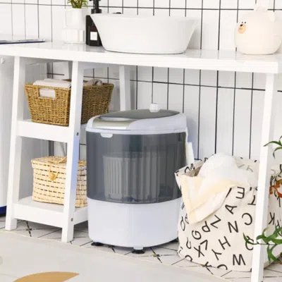 Hivvago Portable Mini Washing Machine Semi-automatic Washer And Spinner Combo With Single Tub-gray In White