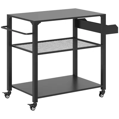 Hivvago Portable Outdoor Grill Cart With Storage Racks And Wheels