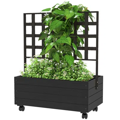 Hivvago Portable Raised Garden Planter With Trellis In Black