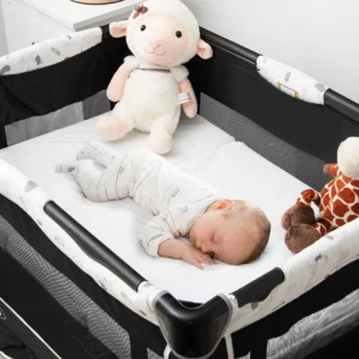 Hivvago Portable Tri-fold Pack And Play Mattress Pad With Gel-infused Memory Foam-white