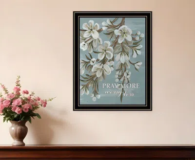 Hivvago Pray More Worry Less Black Framed Print Wall Art In Blue