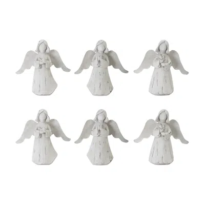 Hivvago Praying Angel Figurine With Metal Wings (set Of 6)