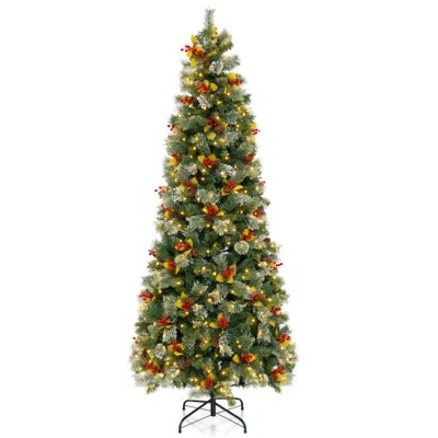 Hivvago Pre-lit Artificial Christmas Tree With 1096 Pvc And Pine Needles-l In Green