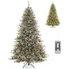 Hivvago Hinged Artificial Holiday Tree With Lights And 360° Power Connector For Easy Setup In Multi