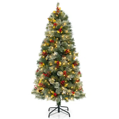 Hivvago Pre-lit Artificial Christmas Tree With Pvc & Pine Needle Branches - Holiday Xmas Tree With Lights In Multi