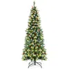Hivvago Pre-lit Artificial Pencil Christmas Tree With Pine Cones And Red Berries-6 Ft