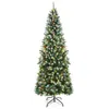 Hivvago Pre-lit Artificial Pencil Christmas Tree With Pine Cones And Red Berries-7 Ft
