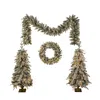 Hivvago Pre-lit Christmas Artificial Tree 4-piece Set In Brown