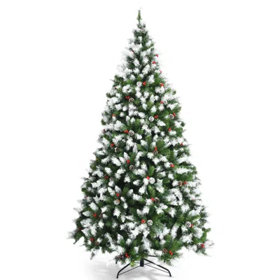 Hivvago Pre-lit Hinged Lifelike Lush Artificial Christmas Tree With Pvc Tips-7.5 Feet In Green