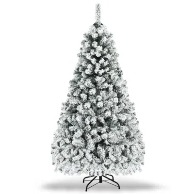 Hivvago Pre-lit Premium Snow Flocked Hinged Artificial Christmas Tree-7.5 Ft In Blue
