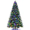 Hivvago Pre-lit Snowy Christmas Hinged Tree With Multi-color Lights-9'