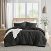 Hivvago Pre-washed Pleated Microfiber Comforter Set In Black In Black