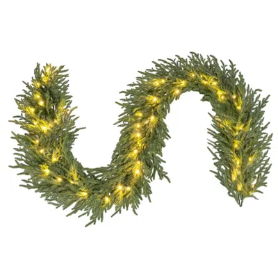 Hivvago Pre-lit Artificial Cypress Christmas Garland With Led Lights In Green