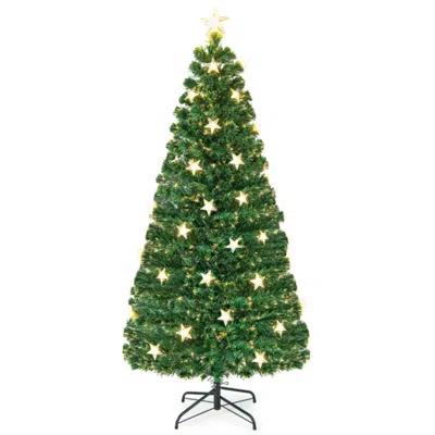 Hivvago Prelit Fiber Optic Christmas Tree With Warm White Lights-6 Ft In Green