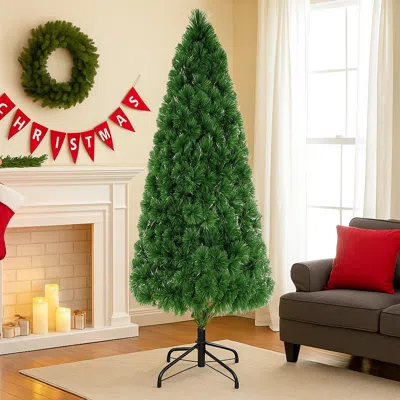 Hivvago Prelit Fiber Optic Xmas Tree - Pvc Artificial 3 To 5 Ft Holiday Tree In Green