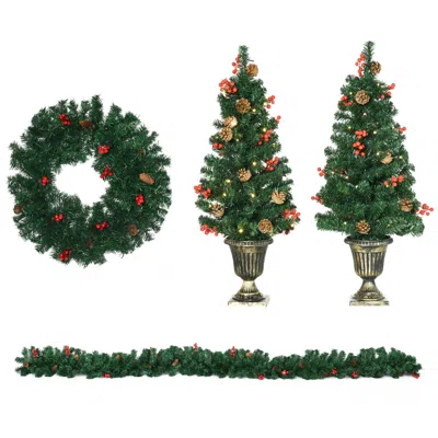 Hivvago Prelit Holiday Christmas 4-piece Set In Green