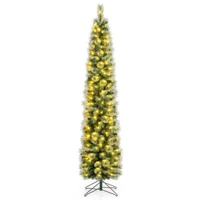 Hivvago Pre-lit Pencil Artificial Christmas Tree With Warm White Lights And 8 Lighting Modes