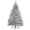 Hivvago Premium 7ft Snow Flocked Hinged Artificial Christmas Tree With Fluffy Branches And White Snow Tips In Silver