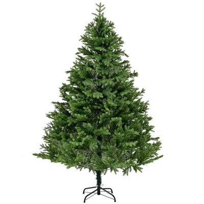 Hivvago Premium 7ft Spruce Full Pe Christmas Tree Unlit With Hinged Branches And Foldable Metal Stand In Green