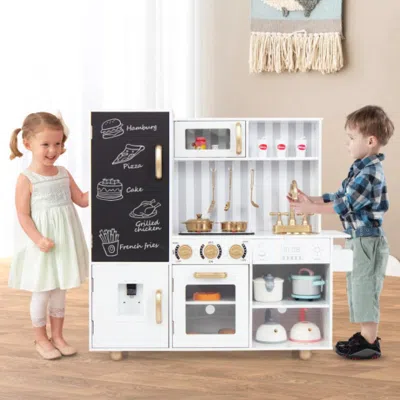 Hivvago Pretend Play Kitchen For Kids With Real Sounds And Lights-white