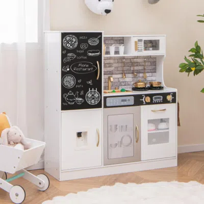 Hivvago Pretend Play Kitchen With Utensils For Kids Aged 3+-white