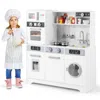 Hivvago Pretend Play Kitchen Wooden Toy Set Kitchen Accessory Playset With Real Lights Sounds-white