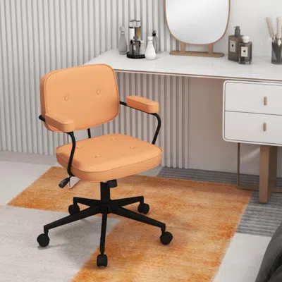 Hivvago Pu Leather Office Chair With Rocking Backrest And Ergonomic Armrest-orange