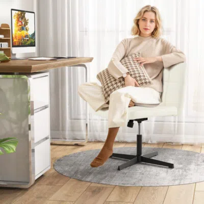 Hivvago Pu Leather Upholstered Cross-legged Office Chair With Oversized U-shaped Seat For Home Office Make U