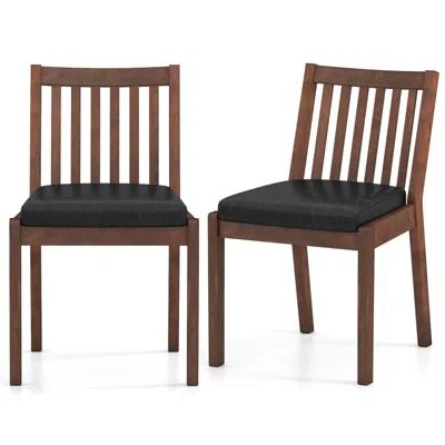 Hivvago Pu Leather Upholstered Dining Chair With Padded Seat Set Of 2