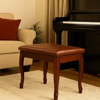 Hivvago Pu Leather Upholstered Piano Bench With Built-in Storage And Solid Wood Frame In Brown