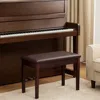 Hivvago Pu Leather Upholstered Piano Bench With Solid Wood Frame And Padded Seat In Brown