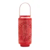 Hivvago Punched Metal Candle Lantern 15.5"h In Red