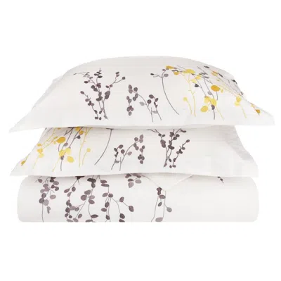 Hivvago Purple And White Queen 100% Cotton 200 Thread Count Washable Duvet Cover Set