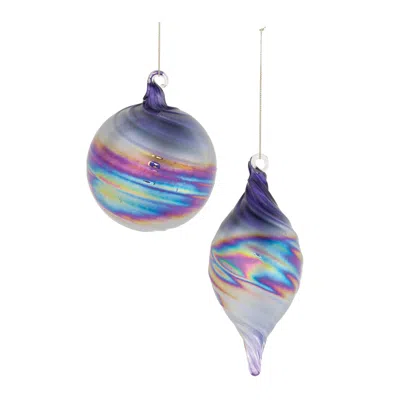 Hivvago Purple Iridescent Ornaments (set Of 12) In Multi