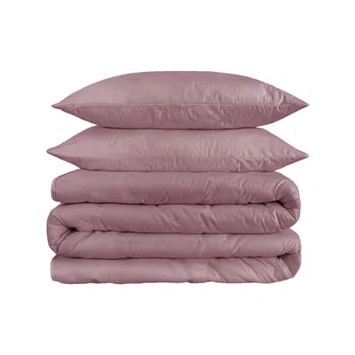 Hivvago Purple Red King Cotton Blend 1200 Thread Count Washable Duvet Cover Set In Pink