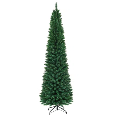 Hivvago Pvc Artificial Slim Pencil Christmas Tree-8 Feet In Green