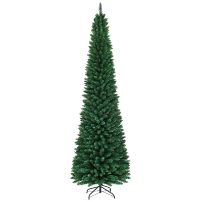 Hivvago Pvc Artificial Slim Pencil Christmas Tree-9 Feet In Green