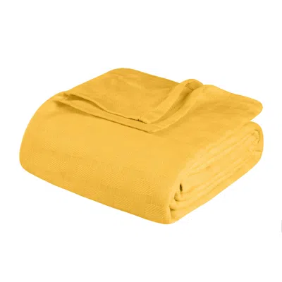 HIVVAGO QUEEN GOLD COTTON BASKETWEAVE GEOMETRIC BLANKET