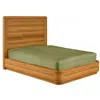 Hivvago Queen Modern Wood Platform Bed Frame With Round Corners And Headboard In Brown