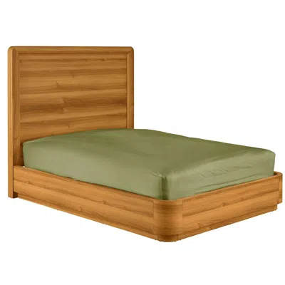 Hivvago Queen Modern Wood Platform Bed Frame With Round Corners And Headboard In Brown