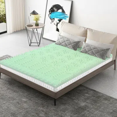 Hivvago Queen Size 3-inch Thick Green Ergonomic Breathable Air Foam Mattress Topper