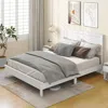 Hivvago Queen Size Bed Frame Platform Slat High Headboard Bedroom With Rubber Wood Leg-white
