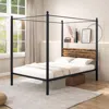 Hivvago Queen Size Canopy Bed Frame With Under Bed Storage-full Size