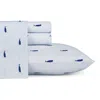 Hivvago Queen Size Coastal Beach 100-percent Cotton Navy Blue White Stripe Sheet Set