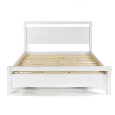 Hivvago Queen Size Farmhouse Traditional Rustic White Platform Bed
