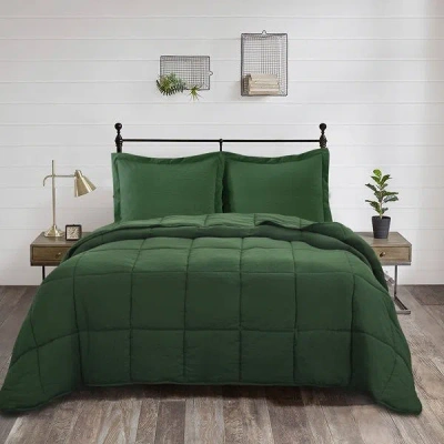 Hivvago Queen Size Green 3 Piece Microfiber Reversible Comforter Set