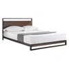Hivvago Queen Size Metal Wood Platform Bed Frame With Headboard In Brown