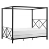 Hivvago Queen Size Modern Black Metal Four-poster Canopy Bed Frame In Black