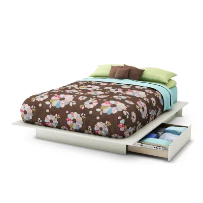 Hivvago Queen Size Modern Platform Bed With 2 Storage Drawers In White Finish