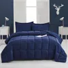 Hivvago Queen Size Navy 3 Piece Microfiber Reversible Comforter Set In Blue